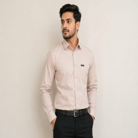RC Mens Beige Formal Shirt