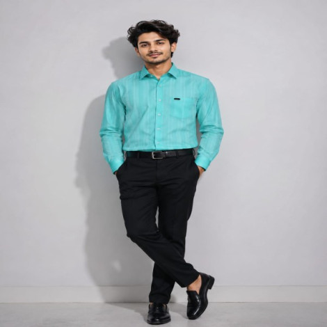 RC Mens Turquoise Formal Shirt