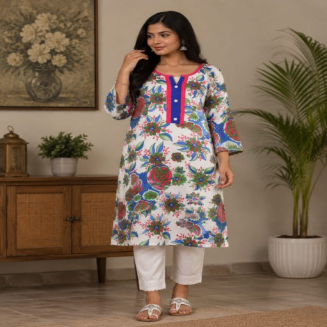 Vibrant Multi-Color Floral Print Kurta Set