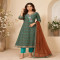 Teal & Rust Traditional Block-Print Anarkali Suit Set