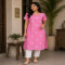 Vibrant Candy Pink Mandala Print Kurta Set