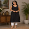 Classic Jet Black Sleeveless Panel Kurta Set