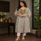 Ivory Floral Kalamkari Kaftan-Style Kurta Set