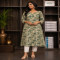 Sage Green Mosaic Patchwork A-Line Kurta Set