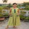 Lime Green Sleeveless Gathered Anarkali Dress with Pockets