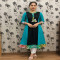 Color-Blocked Turquoise & Black A-Line Kurta Set